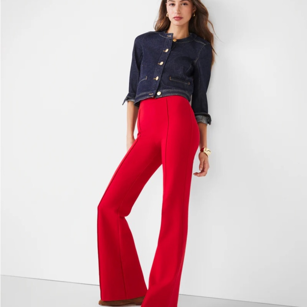 SPANX Red Wide Leg Ponte Flare Pants